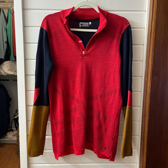 Smartwool Intraknit Thermal Merino Colorblock Quarter-Zip Base Layer Top - Picture 10 of 10